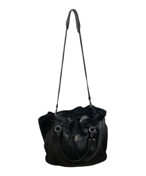 PRADA（プラダ）PRADA (プラダ) ナッパレザーフリンジ 2WAYトートバッグ ブラックの古着・服飾アイテム
