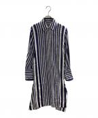 Vivienne Westwood ANGLOMANIAヴィヴィアンウエストウッドアングロマニア）の古着「バックオープンストライプワンピース」｜ブルー×ホワイト