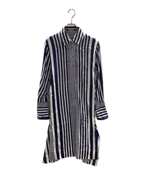Vivienne Westwood ANGLOMANIA（ヴィヴィアンウエストウッドアングロマニア）Vivienne Westwood ANGLOMANIA (ヴィヴィアンウエストウッドアングロマニア) バックオープンストライプワンピース ブルー×ホワイト サイズ:40の古着・服飾アイテム