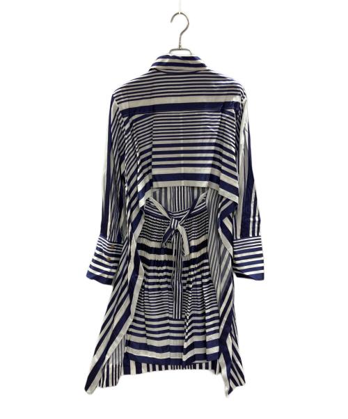 Vivienne Westwood ANGLOMANIA（ヴィヴィアンウエストウッドアングロマニア）Vivienne Westwood ANGLOMANIA (ヴィヴィアンウエストウッドアングロマニア) バックオープンストライプワンピース ブルー×ホワイト サイズ:40の古着・服飾アイテム