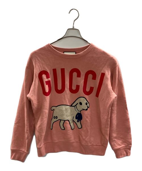 GUCCI（グッチ）GUCCI (グッチ) LAMB PATCH SWEAT ピンク サイズ:XSの古着・服飾アイテム
