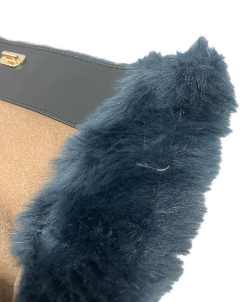 FURLA（フルラ）FURLA (フルラ) ファーショルダーバッグ ネイビーの古着・服飾アイテム