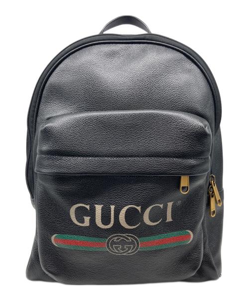 GUCCI（グッチ）GUCCI (グッチ) プリントバックパック ブラック サイズ:-の古着・服飾アイテム