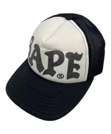 A BATHING APE（アベイシングエイプ）の古着「Bape グリッターメッシュキャップ」｜ブラック×ホワイト