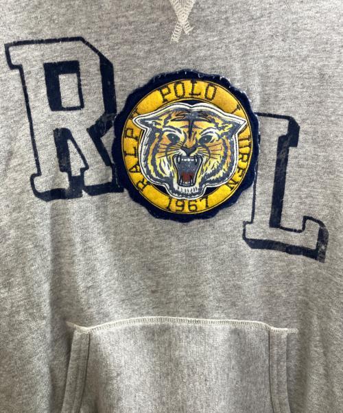 POLO RALPH LAUREN（ポロ・ラルフローレン）POLO RALPH LAUREN (ポロ・ラルフローレン) タイガー ワッペンプルオーバーパーカー グレー サイズ:XLの古着・服飾アイテム