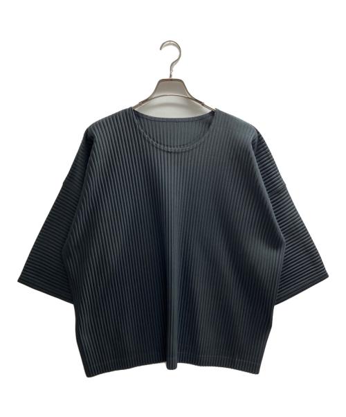 HOMME PLISSE ISSEY MIYAKE（オム プリッセ イッセイ ミヤケ）HOMME PLISSE ISSEY MIYAKE (オム プリッセ イッセイ ミヤケ) MC JULY ドロップショルダープリーツTシャツ グレー サイズ:3の古着・服飾アイテム