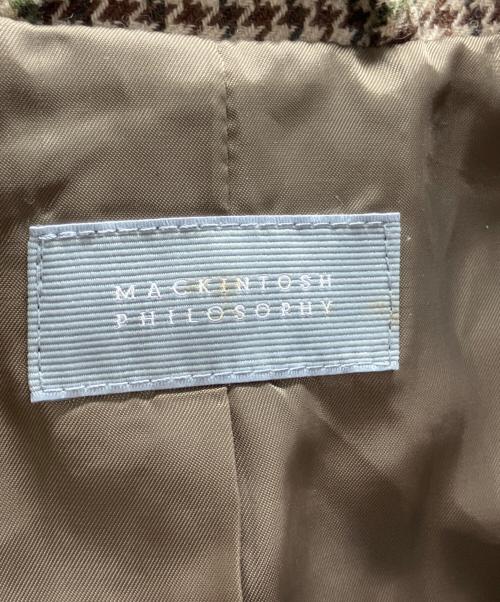 MACKINTOSH PHILOSOPHY（マッキントッシュ フィロソフィー）MACKINTOSH PHILOSOPHY (マッキントッシュ フィロソフィー) 千鳥柄ウールステンカラーコート ブラウン サイズ:Ⅼの古着・服飾アイテム