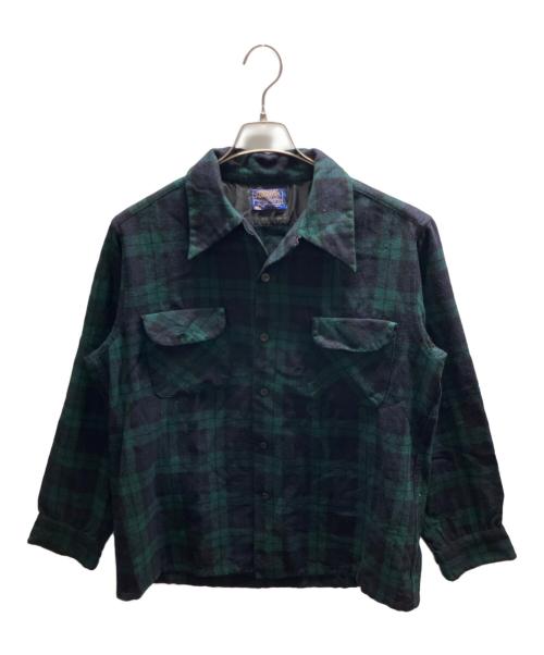 PENDLETON（ペンドルトン）PENDLETON (ペンドルトン) ウールブラックウォッチチェック柄シャツ グリーン×ブラック サイズ:Lの古着・服飾アイテム