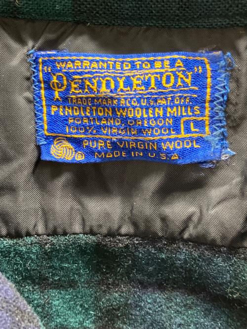 PENDLETON（ペンドルトン）PENDLETON (ペンドルトン) ウールブラックウォッチチェック柄シャツ グリーン×ブラック サイズ:Lの古着・服飾アイテム