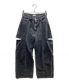 FRAY ID（フレイ アイディー）の古着「カットアウトバレルデニムパンツ」｜グレー