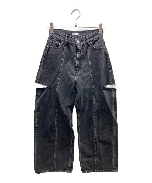 FRAY ID（フレイ アイディー）FRAY ID (フレイ アイディー) カットアウトバレルデニムパンツ グレー サイズ:SIZE 1の古着・服飾アイテム