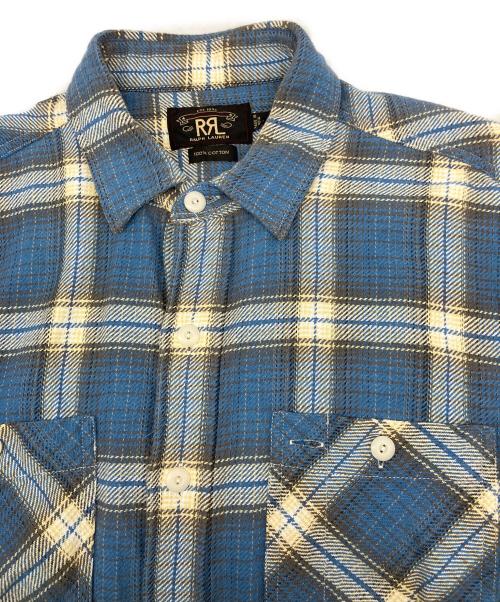 RRL（ダブルアールエル）RRL (ダブルアールエル) チェックネルシャツ ブルー サイズ:Lの古着・服飾アイテム
