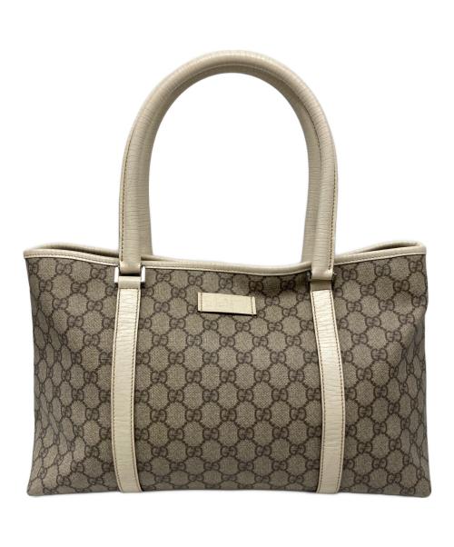 GUCCI（グッチ）GUCCI (グッチ) GGスプリーム トートバッグ アイボリー×ブラウンの古着・服飾アイテム