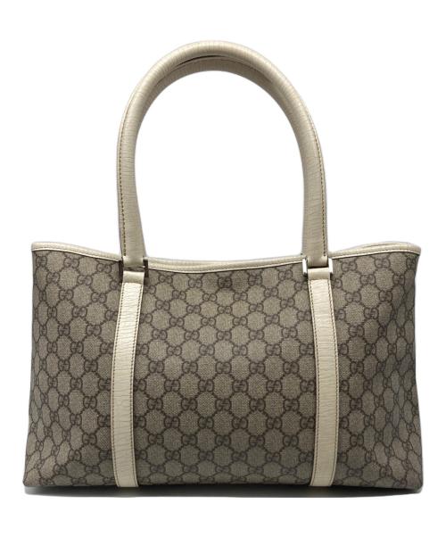 GUCCI（グッチ）GUCCI (グッチ) GGスプリーム トートバッグ アイボリー×ブラウンの古着・服飾アイテム