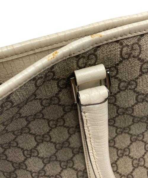 GUCCI（グッチ）GUCCI (グッチ) GGスプリーム トートバッグ アイボリー×ブラウンの古着・服飾アイテム