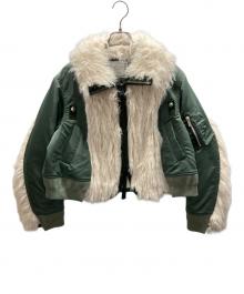 sacai（サカイ）の古着「Faux Fur x Nylon Blouson」｜グリーン