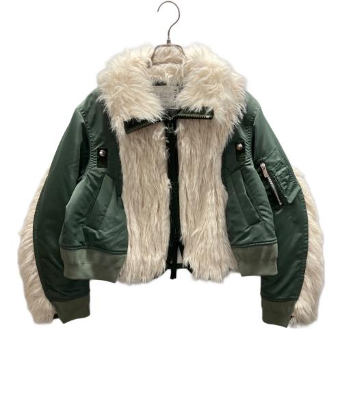 sacai（サカイ）sacai (サカイ) Faux Fur x Nylon Blouson グリーン サイズ:1の古着・服飾アイテム
