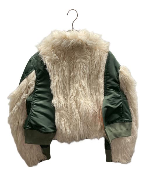 sacai（サカイ）sacai (サカイ) Faux Fur x Nylon Blouson グリーン サイズ:1の古着・服飾アイテム