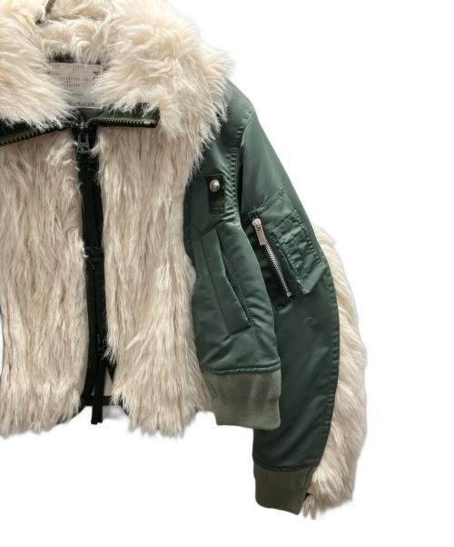 sacai（サカイ）sacai (サカイ) Faux Fur x Nylon Blouson グリーン サイズ:1の古着・服飾アイテム
