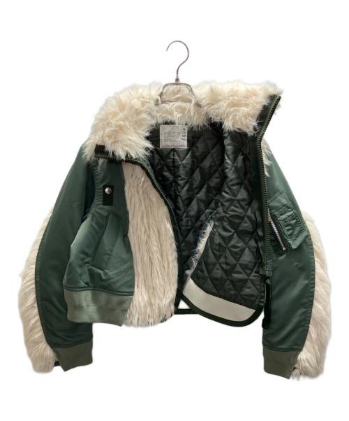 sacai（サカイ）sacai (サカイ) Faux Fur x Nylon Blouson グリーン サイズ:1の古着・服飾アイテム