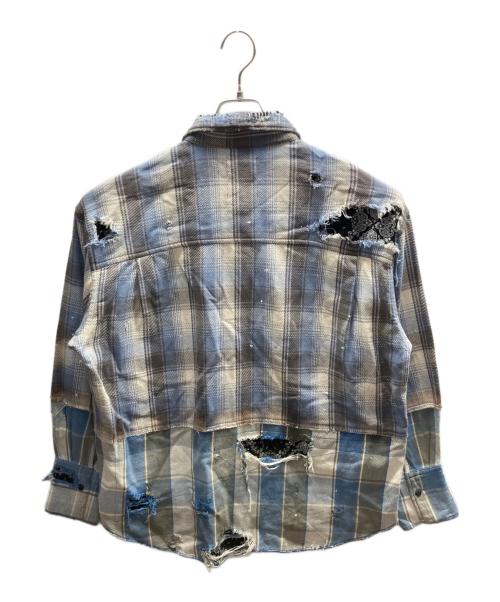 PODEROSA（ポデローサ）PODEROSA (ポデローサ) DOCKING PLAID SHIRT ブルー サイズ:Lの古着・服飾アイテム