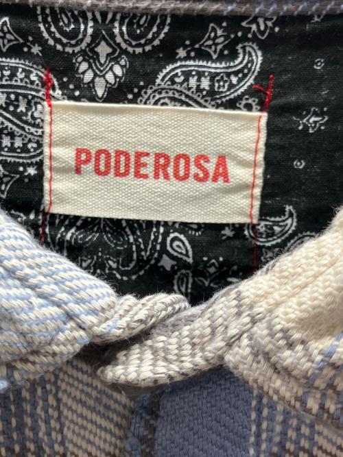 PODEROSA（ポデローサ）PODEROSA (ポデローサ) DOCKING PLAID SHIRT ブルー サイズ:Lの古着・服飾アイテム