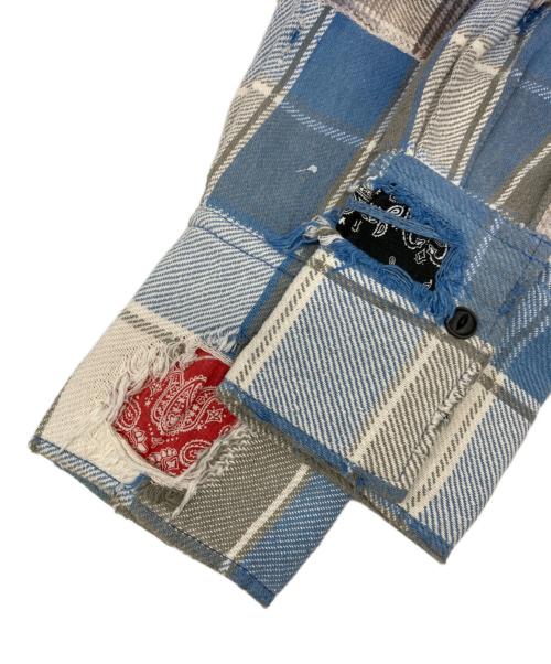 PODEROSA（ポデローサ）PODEROSA (ポデローサ) DOCKING PLAID SHIRT ブルー サイズ:Lの古着・服飾アイテム