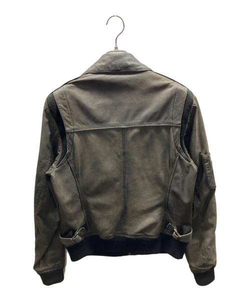 D&G（ディーアンドジー）D&G (ディーアンドジー) レザージャケット ブラウン×グレー サイズ:32/46の古着・服飾アイテム
