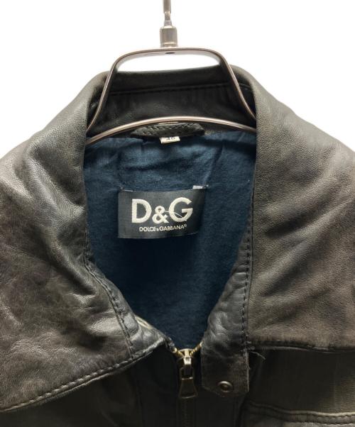 D&G（ディーアンドジー）D&G (ディーアンドジー) レザージャケット ブラウン×グレー サイズ:32/46の古着・服飾アイテム