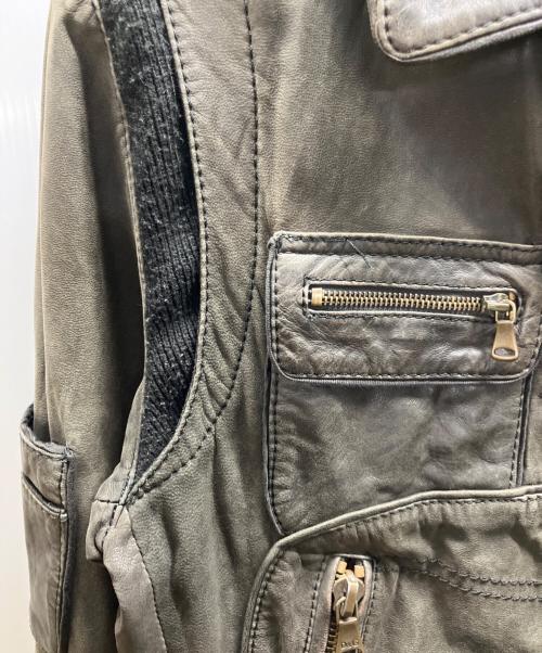 D&G（ディーアンドジー）D&G (ディーアンドジー) レザージャケット ブラウン×グレー サイズ:32/46の古着・服飾アイテム