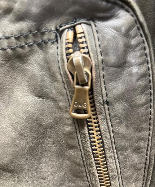 D&G（ディーアンドジー）D&G (ディーアンドジー) レザージャケット ブラウン×グレー サイズ:32/46の古着・服飾アイテム