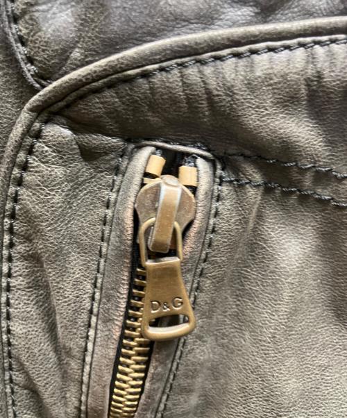 D&G（ディーアンドジー）D&G (ディーアンドジー) レザージャケット ブラウン×グレー サイズ:32/46の古着・服飾アイテム