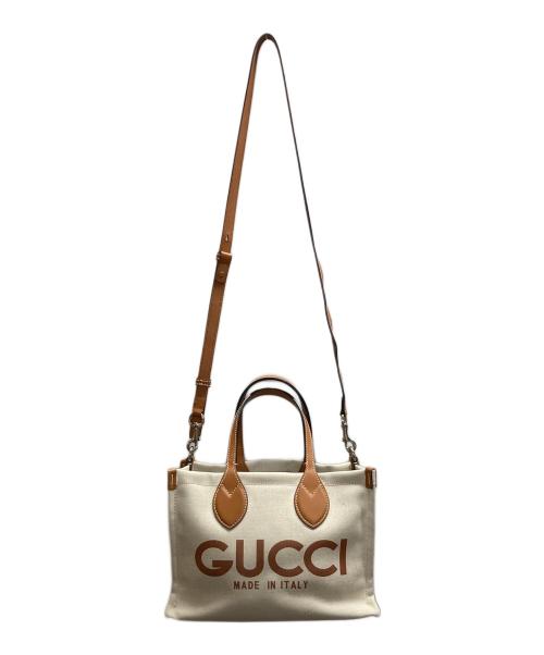 GUCCI（グッチ）GUCCI (グッチ) 2WAYバッグ アイボリー×ブラウンの古着・服飾アイテム