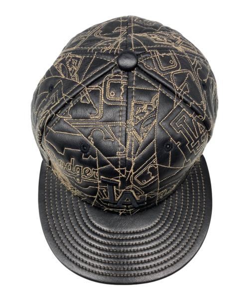 New Era（ニューエラ）New Era (ニューエラ) 刺繍ベースボールレザーキャップ ブラックの古着・服飾アイテム