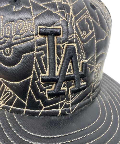 New Era（ニューエラ）New Era (ニューエラ) 刺繍ベースボールレザーキャップ ブラックの古着・服飾アイテム