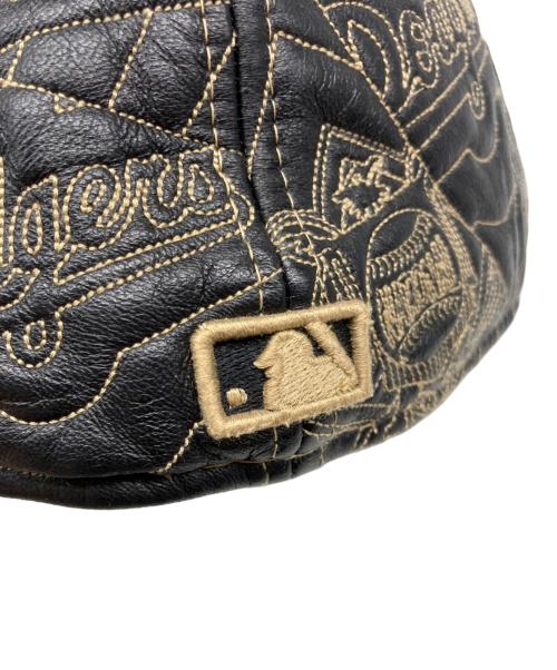 New Era（ニューエラ）New Era (ニューエラ) 刺繍ベースボールレザーキャップ ブラックの古着・服飾アイテム