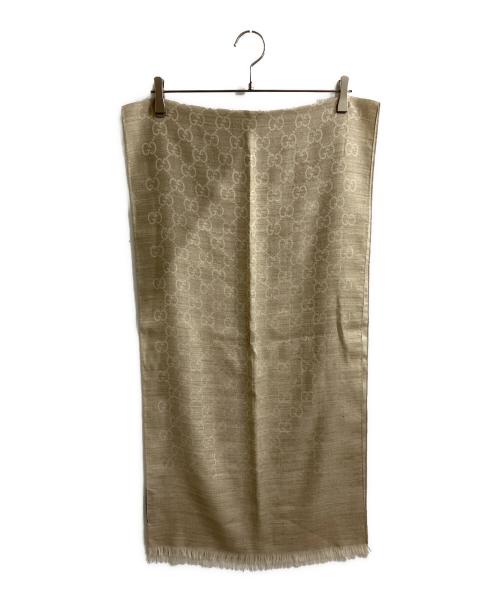 GUCCI（グッチ）GUCCI (グッチ) GGシルクブレンドウールスカーフ ベージュの古着・服飾アイテム