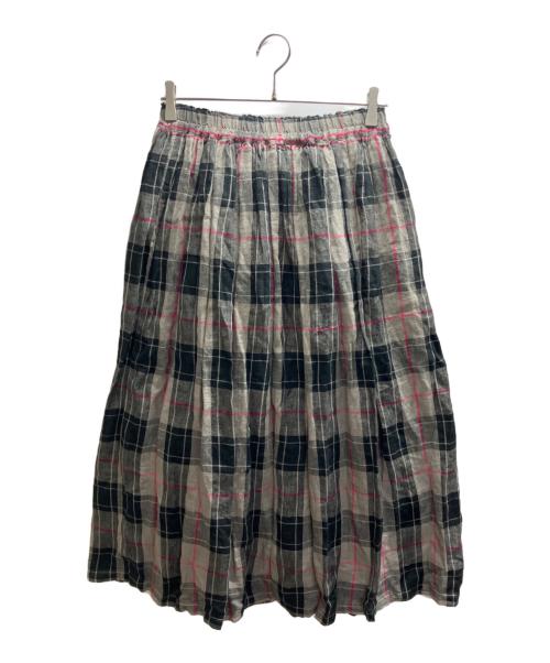 ICHI Antiquites（イチアンティークス）ICHI Antiquites (イチアンティークス) チェックリネンスカート ブラック×グレー サイズ:-の古着・服飾アイテム