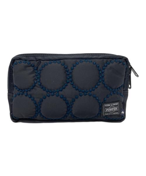 PORTER（ポーター）PORTER (ポーター) mina perhonen (ミナ ペルホネン) タンバリン ナイロン POUCH ネイビーの古着・服飾アイテム