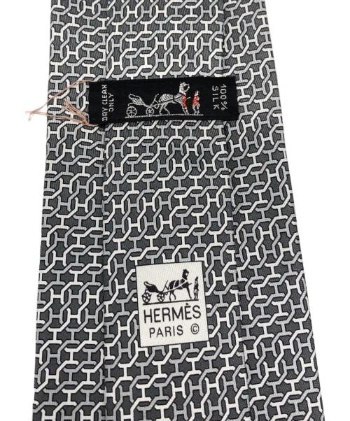 HERMES（エルメス）HERMES (エルメス) 総柄ネクタイ グレー・ホワイト サイズ:-の古着・服飾アイテム