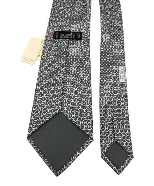HERMES（エルメス）HERMES (エルメス) 総柄ネクタイ グレー・ホワイト サイズ:-の古着・服飾アイテム