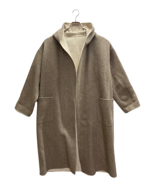 GALERIE VIE（ギャルリーヴィー）GALERIE VIE (ギャルリーヴィー) ウールダブルフェイス フーデッドコート ベージュ サイズ:36の古着・服飾アイテム