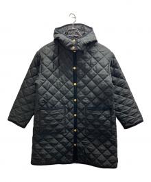 Traditional Weatherwear（トラディショナルウェザーウェア）の古着「フード レオパードミドルキルティングコート」｜ブラック