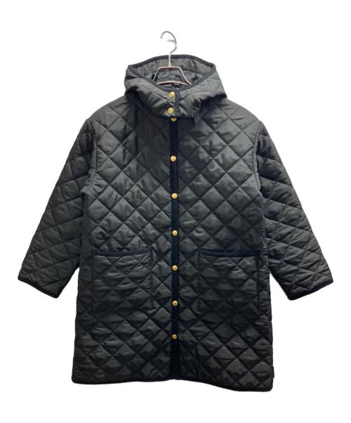 Traditional Weatherwear（トラディショナルウェザーウェア）Traditional Weatherwear (トラディショナルウェザーウェア) フード レオパードミドルキルティングコート ブラック サイズ:34の古着・服飾アイテム