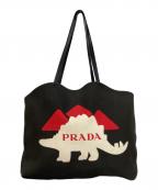 PRADAプラダ）の古着「恐竜モチーフトートバッグ」｜ブラック・レッド