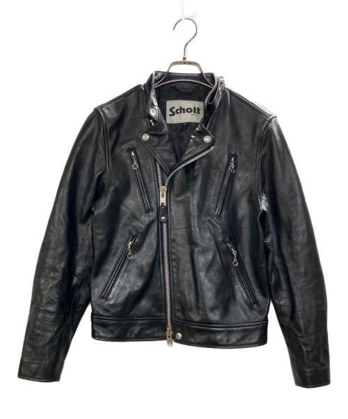 Schott（ショット）Schott (ショット) ダブルブレスト ライダース ジャケット ブラック サイズ:Ⅿの古着・服飾アイテム