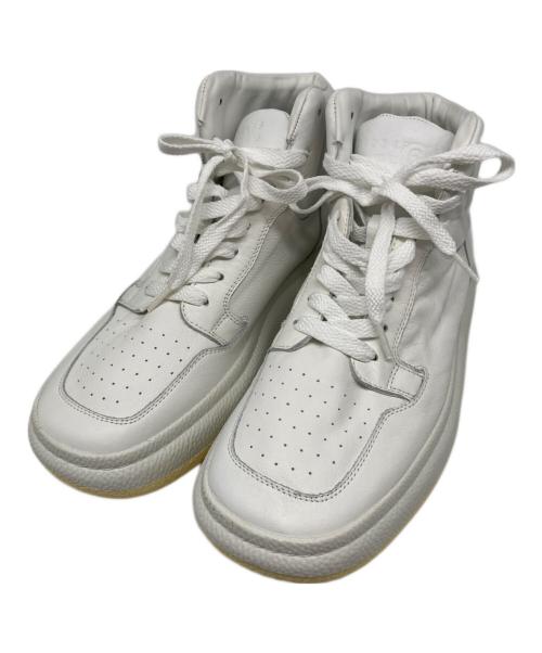 MM6 Maison Margiela（エムエムシックスメゾンマルジェラ）MM6 Maison Margiela (エムエムシックスメゾンマルジェラ) ハイカットレザースニーカー ホワイト サイズ:42の古着・服飾アイテム
