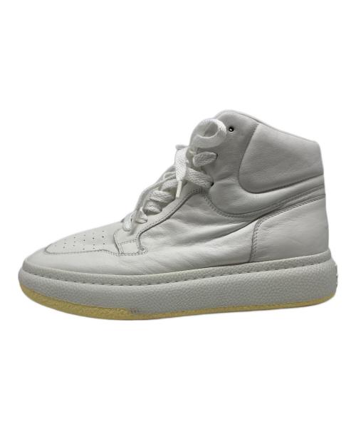 MM6 Maison Margiela（エムエムシックスメゾンマルジェラ）MM6 Maison Margiela (エムエムシックスメゾンマルジェラ) ハイカットレザースニーカー ホワイト サイズ:42の古着・服飾アイテム