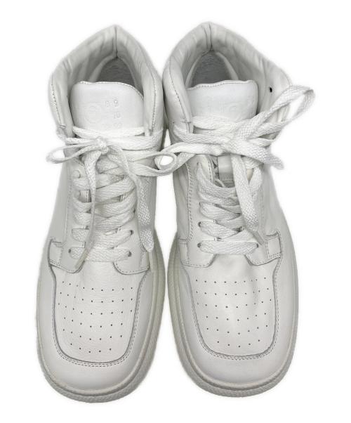MM6 Maison Margiela（エムエムシックスメゾンマルジェラ）MM6 Maison Margiela (エムエムシックスメゾンマルジェラ) ハイカットレザースニーカー ホワイト サイズ:42の古着・服飾アイテム