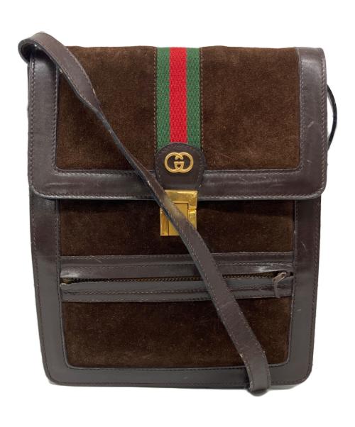 GUCCI（グッチ）GUCCI (グッチ) シェリーラインスウェードショルダーバッグ ブラウンの古着・服飾アイテム